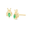 Thumbnail Image 1 of Marquise Emerald and 1/20 CT. T.W. Diamond Ladybug Stud Earrings in 10K Gold