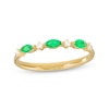 Thumbnail Image 1 of Marquise Emerald and 1/15 CT. T.W. Diamond Alternating Stackable Ring in 10K Gold