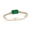 Thumbnail Image 1 of Emerald-Cut Emerald and Diamond Side Accent Rope Shank Ring in 10K Gold