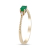 Thumbnail Image 2 of Emerald-Cut Emerald and Diamond Side Accent Rope Shank Ring in 10K Gold