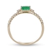 Thumbnail Image 3 of Emerald-Cut Emerald and Diamond Side Accent Rope Shank Ring in 10K Gold