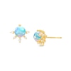 Thumbnail Image 1 of 5.0mm Opal and 1/15 CT. T.W. Diamond Starburst Stud Earrings in 10K Gold