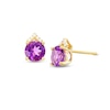 Thumbnail Image 1 of 6.0mm Amethyst and 1/20 CT. T.W. Diamond Stud Earrings in 10K Gold