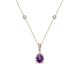 7.0mm Amethyst and 1/10 CT. T.W. Diamond Pendant in 10K Gold