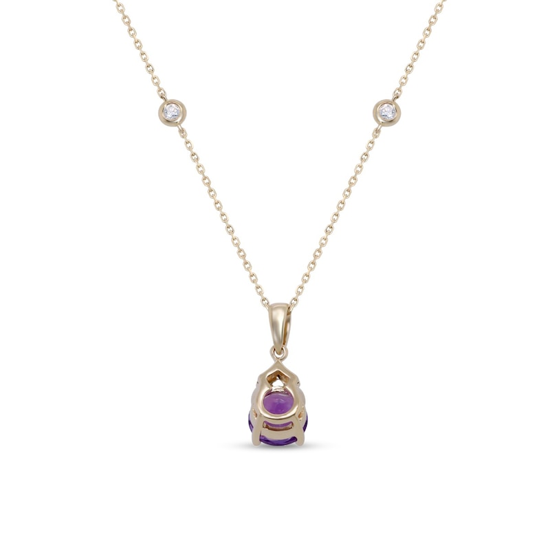 Main Image 3 of 7.0mm Amethyst and 1/10 CT. T.W. Diamond Pendant in 10K Gold