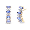 Thumbnail Image 1 of Marquise Tanzanite and 1/4 CT. T.W. Diamond Alternating Half-Hoop Earrings in 14K Gold