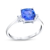 Thumbnail Image 0 of 7.0mm Cushion-Cut Tanzanite and 1/20 CT. T.W. Diamond Ring in 14K White Gold