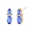 Thumbnail Image 1 of Oval and Pear-Shaped Tanzanite and 1/20 CT. T.W. Diamond Drop Earrings in 14K Gold