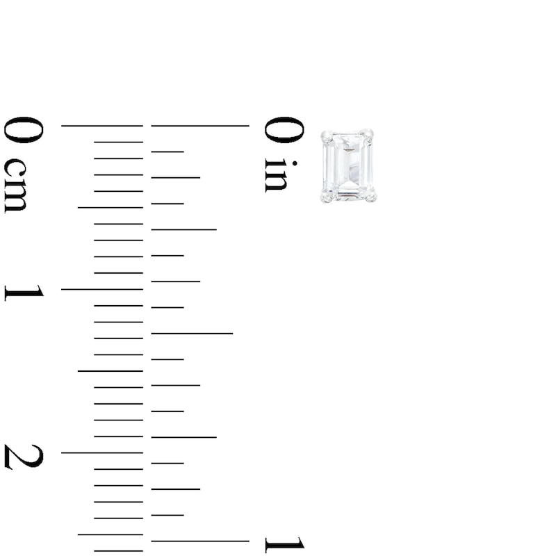 Main Image 2 of 1/2 CT. T.W. Certified Emerald-Cut Lab-Created Diamond Solitaire Stud Earrings in 14K White Gold (F/SI2)