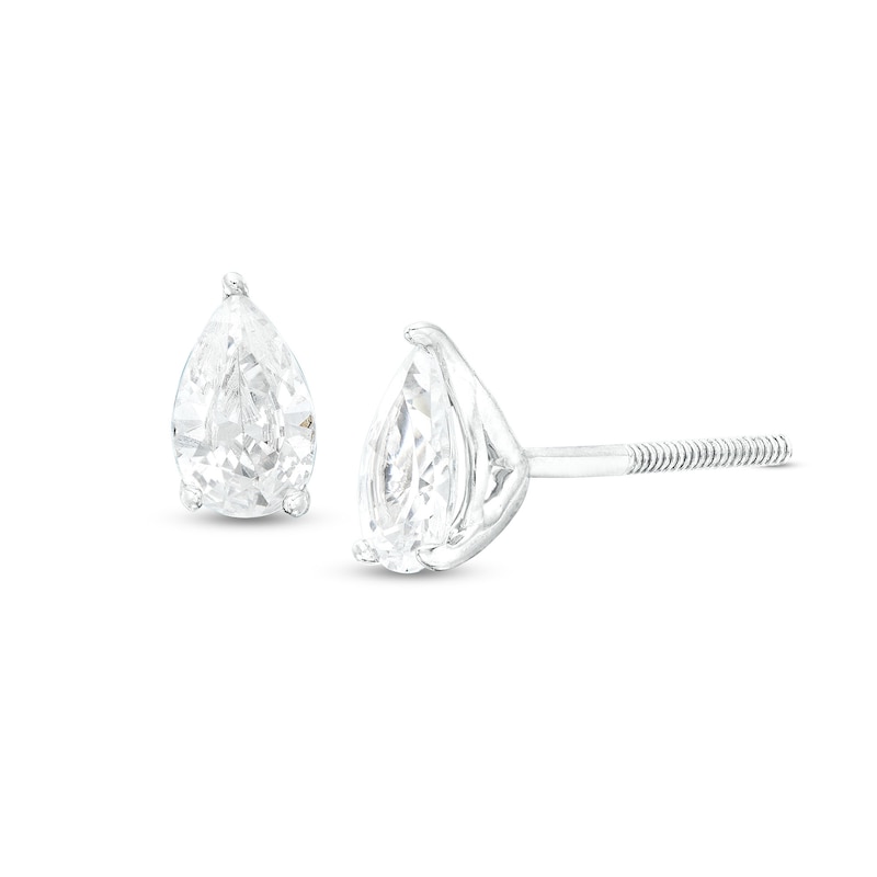 Main Image 1 of 1/2 CT. T.W. Certified Pear-Shaped Lab-Created Diamond Solitaire Stud Earrings in 14K White Gold (F/SI2)