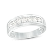 Thumbnail Image 1 of Men's 3/4 CT. T.W. Diamond Seven Stone Wedding Band in 10K White Gold