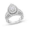 Thumbnail Image 1 of 2 CT. T.W. Pear-Shaped Diamond Teardrop Frame Tiered Bridal Set in 14K White Gold