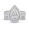 Thumbnail Image 4 of 2 CT. T.W. Pear-Shaped Diamond Teardrop Frame Tiered Bridal Set in 14K White Gold