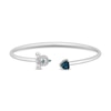 Thumbnail Image 2 of Enchanted Disney Cinderella Heart-Shaped London Blue Topaz and 1/15 CT. T.W. Diamond Open Bangle in Sterling Silver