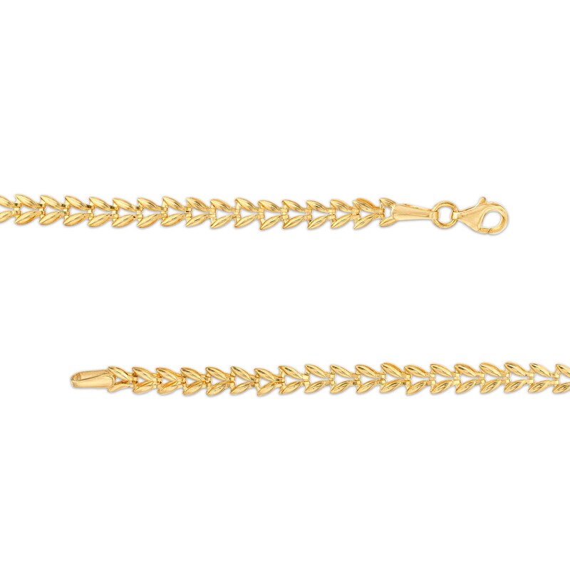 Main Image 3 of 4.06mm Laurel Leaf Stampato Chain Bracelet in Hollow 10K Gold – 7.5&quot;