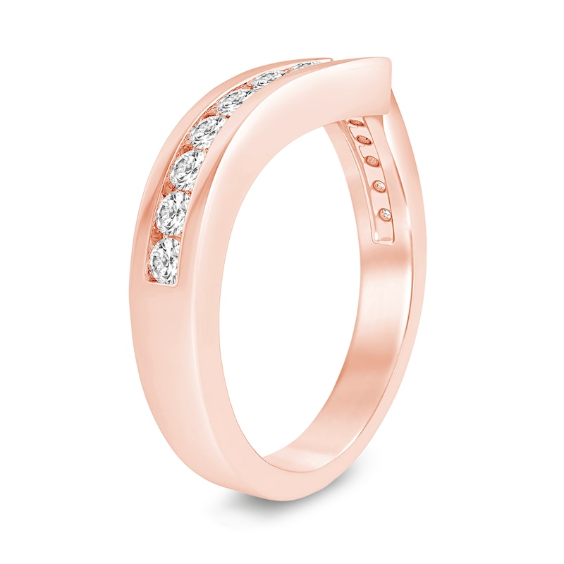 Main Image 2 of 1/4 CT. T.W. Diamond Chevron Anniversary Band in 10K Rose Gold