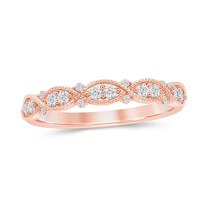 Main Image 1 of 1/4 CT. T.W. Diamond Vintage-Style Anniversary Band in 10K Rose Gold