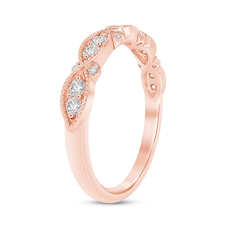 Main Image 2 of 1/4 CT. T.W. Diamond Vintage-Style Anniversary Band in 10K Rose Gold