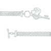 Thumbnail Image 3 of 1/10 CT. T.W. Diamond Heart Lock and Key Dangle Charm Bracelet in Sterling Silver - 7.25&quot;