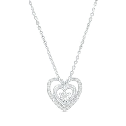 1/10 CT. T.W. Diamond Double Heart Pendant in Sterling Silver