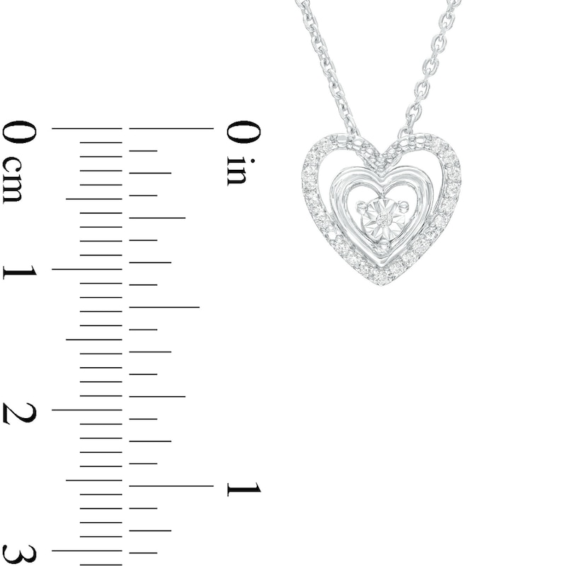 Main Image 3 of 1/10 CT. T.W. Diamond Double Heart Pendant in Sterling Silver