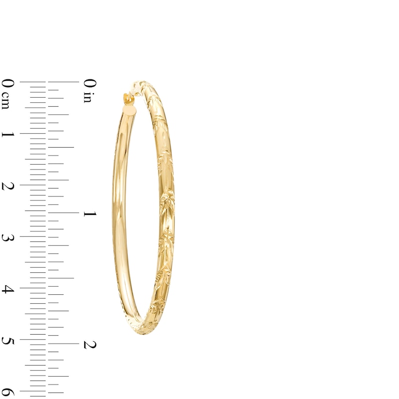 50.0mm Diamond-Cut Tube Hoop Earrings in 10K Gold