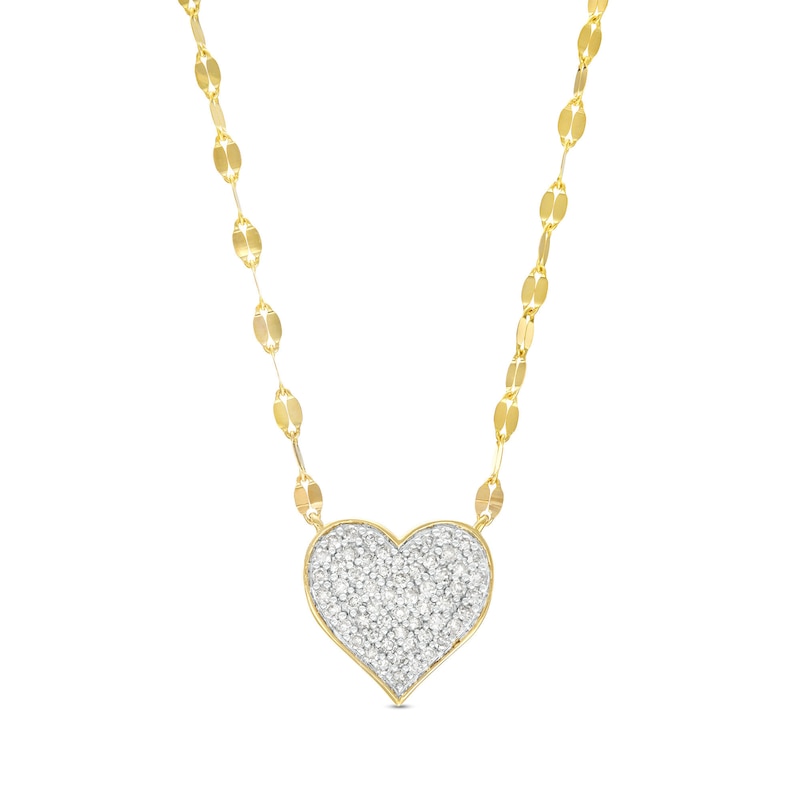 Main Image 1 of 1/4 CT. T.W. Multi-Diamond Heart Necklace in 10K Gold