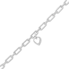 Thumbnail Image 1 of Diamond Accent Frame Heart Charm Paper Clip Link Bracelet in Sterling Silver