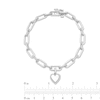 Thumbnail Image 4 of Diamond Accent Frame Heart Charm Paper Clip Link Bracelet in Sterling Silver