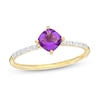 Thumbnail Image 1 of 5.0mm Cushion-Cut Amethyst and White Lab-Created Sapphire Tilted Promise Ring in 10K Gold