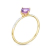 Thumbnail Image 2 of 5.0mm Cushion-Cut Amethyst and White Lab-Created Sapphire Tilted Promise Ring in 10K Gold