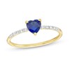 Thumbnail Image 1 of Heart-Shaped Blue and White Lab-Created Sapphire Promise Ring in 10K Gold - Size 7