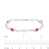 Thumbnail Image 3 of Oval Lab-Created Ruby and Diamond Accent Bypass Flame Bracelet in Sterling Silver - 7.25&quot;