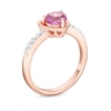 Thumbnail Image 2 of 6.0mm Pink and White Lab-Created Sapphire Heart Ring in Sterling Silver with 14K Rose Gold Plate - Size 7