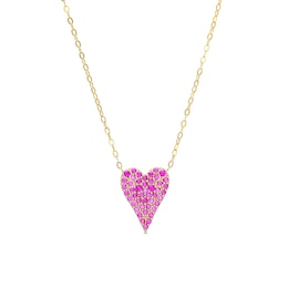 Lab-Created Ruby Elongated Heart Cluster Pendant in 10K Gold