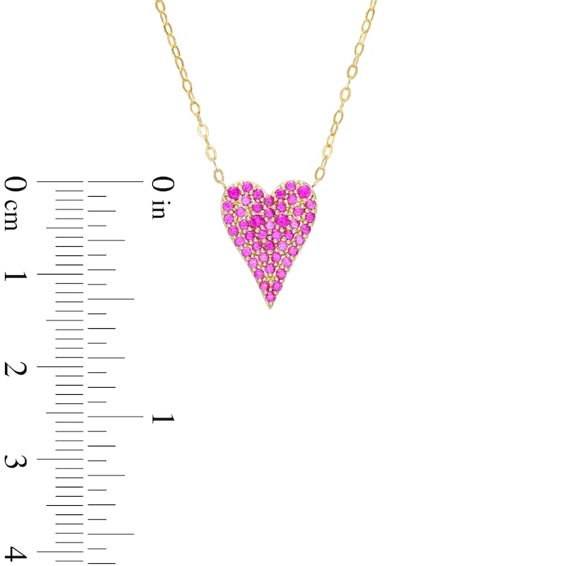 Main Image 2 of Lab-Created Ruby Elongated Heart Cluster Pendant in 10K Gold