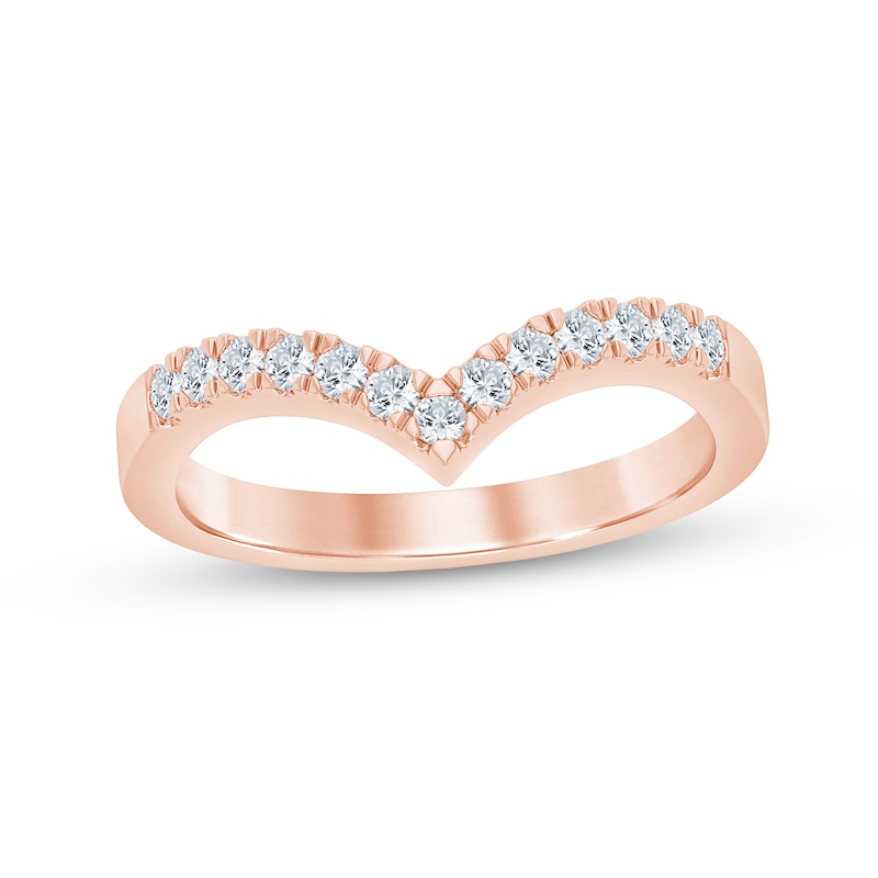 Main Image 1 of 1/4 CT. T.W. Diamond Chevron Anniversary Band in 10K Rose Gold