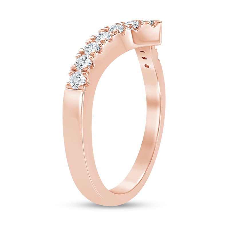 Main Image 2 of 1/4 CT. T.W. Diamond Chevron Anniversary Band in 10K Rose Gold