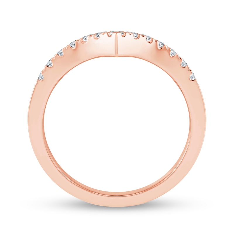 Main Image 3 of 1/4 CT. T.W. Diamond Chevron Anniversary Band in 10K Rose Gold