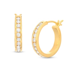 1/2 CT. T.W. Certified Lab-Created Diamond Ten Stone Hoop Earrings in 14K Gold (F/SI2)