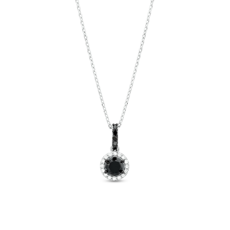 Main Image 1 of 1 CT. T.W. Black and White Diamond Frame Drop Pendant in Sterling Silver