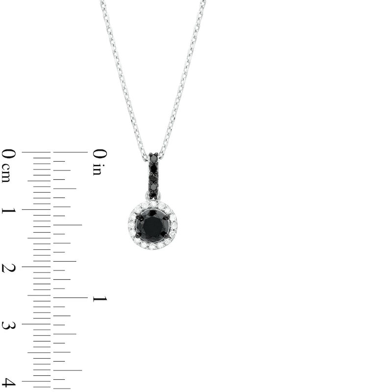 Main Image 3 of 1 CT. T.W. Black and White Diamond Frame Drop Pendant in Sterling Silver