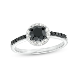 1 CT. T.W. Black and White Diamond Frame Ring in Sterling Silver