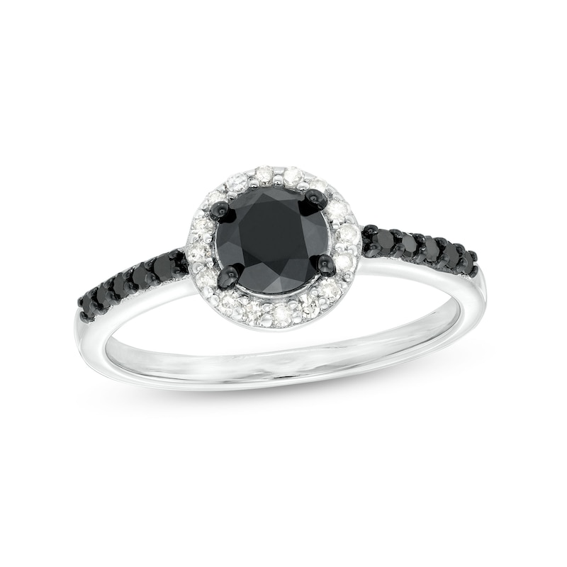 Main Image 1 of 1 CT. T.W. Black and White Diamond Frame Ring in Sterling Silver