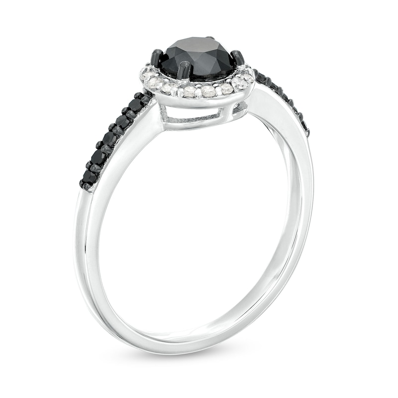 Main Image 3 of 1 CT. T.W. Black and White Diamond Frame Ring in Sterling Silver