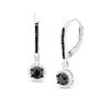 Thumbnail Image 1 of 1 CT. T.W. Black and White Diamond Frame Drop Earrings in Sterling Silver