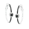 Thumbnail Image 0 of 1-1/2 CT. T.W. Black and White Diamond Frame Hoop Earrings in Sterling Silver