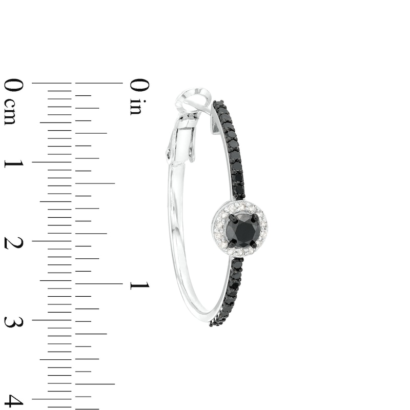 1-1/2 CT. T.W. Black and White Diamond Frame Hoop Earrings in Sterling Silver