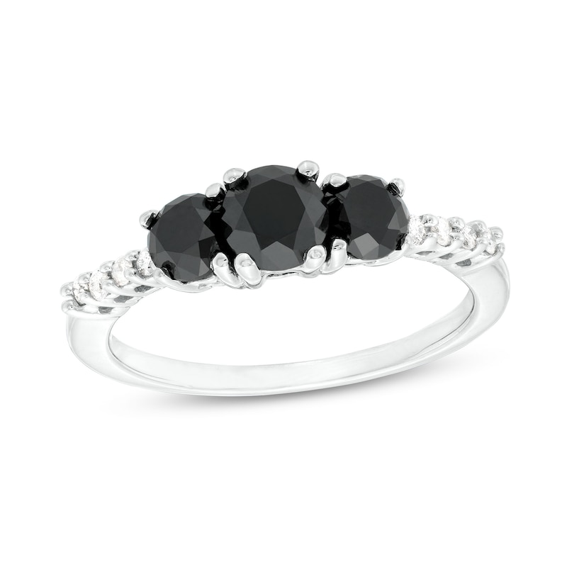 Main Image 1 of 1 CT. T.W. Black and White Diamond Three Stone Ring in Sterling Silver