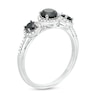 Thumbnail Image 3 of 1 CT. T.W. Black and White Diamond Frame Three Stone Ring in Sterling Silver